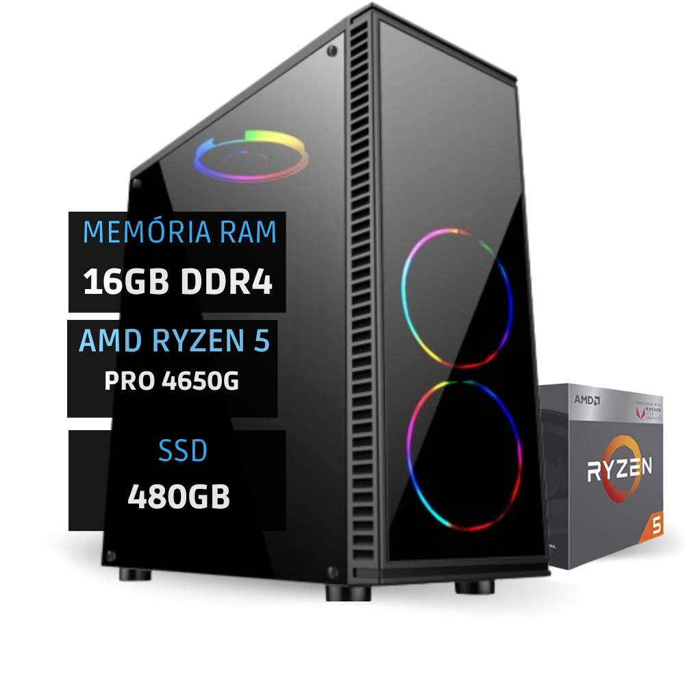 PC Gamer Ryzen 5 4650G - 16Gb DDR4 - SSD 480Gb - Radeon Vega 6