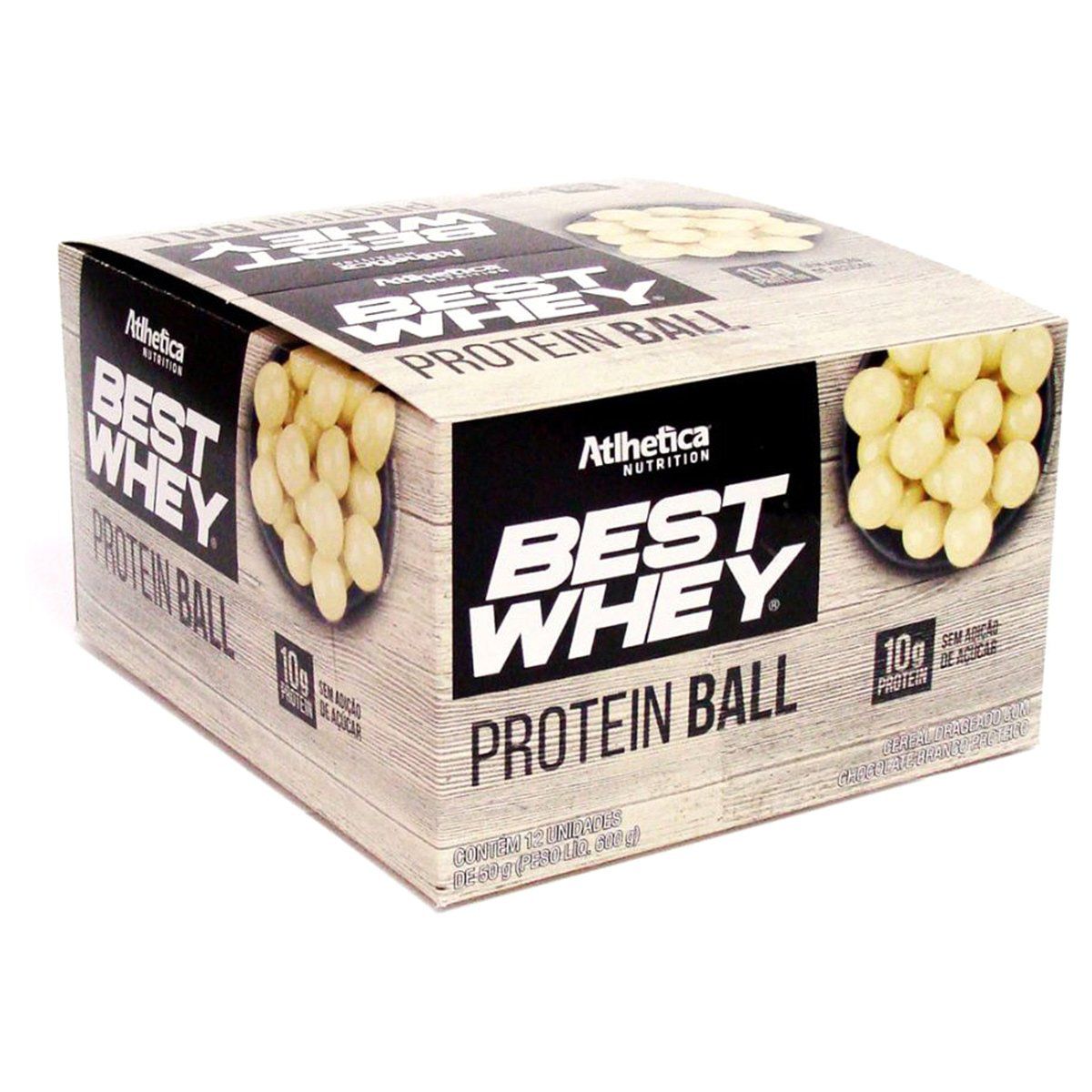 Caixa 12 unidades Best Whey Protein Ball Chocolate Branco (50g) - Atlhetica Nutrition