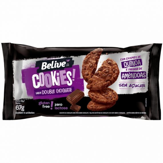 Cookie Sabor Double Chocolate Sem Açúcar (67g) - BeLive