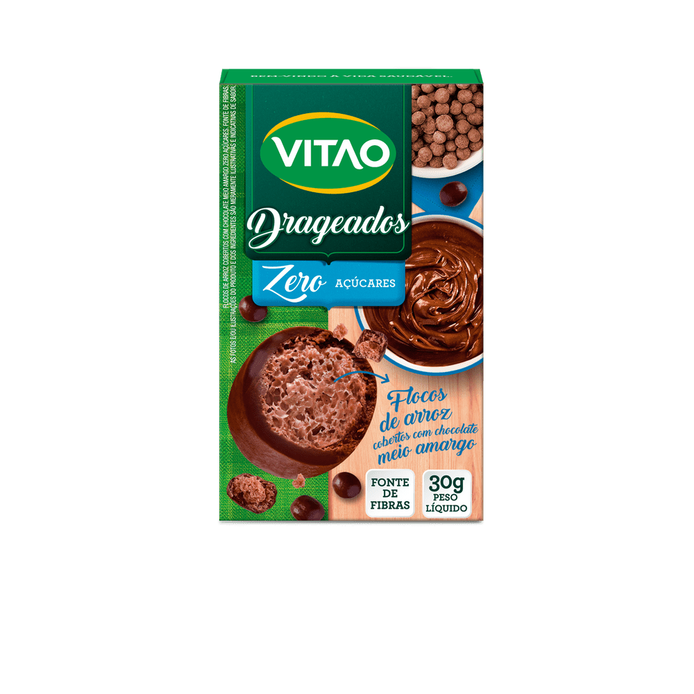 Drageados de Flocos de Arroz Com Chocolate Meio Amargo (30g) - VITAO