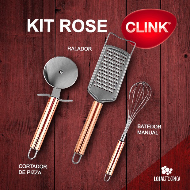Kit 3 Utensílios Rose Gold - Clink