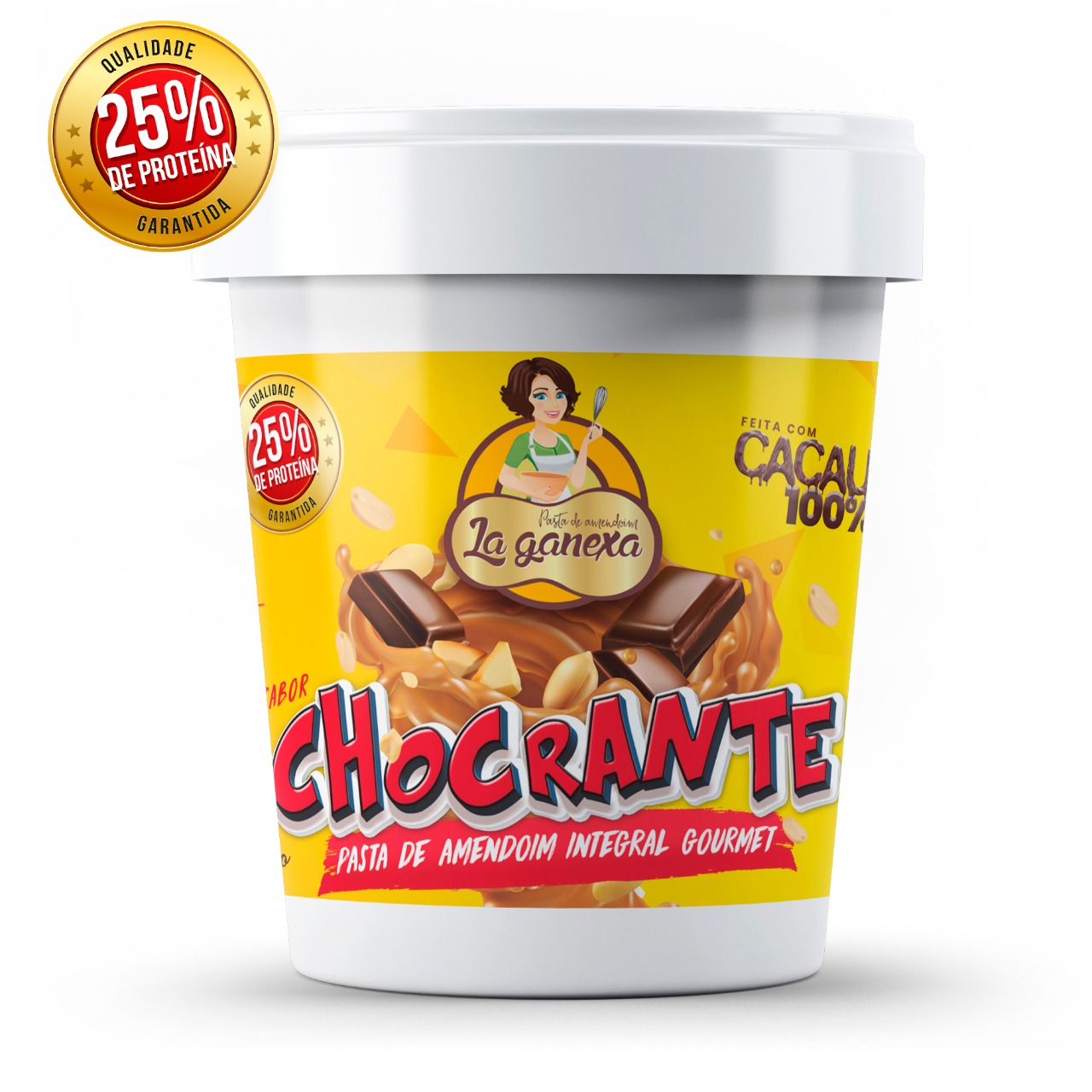 Pasta de Amendoim Integral Gourmet 25% proteína sabor Chocrante (450g) - La ganexa