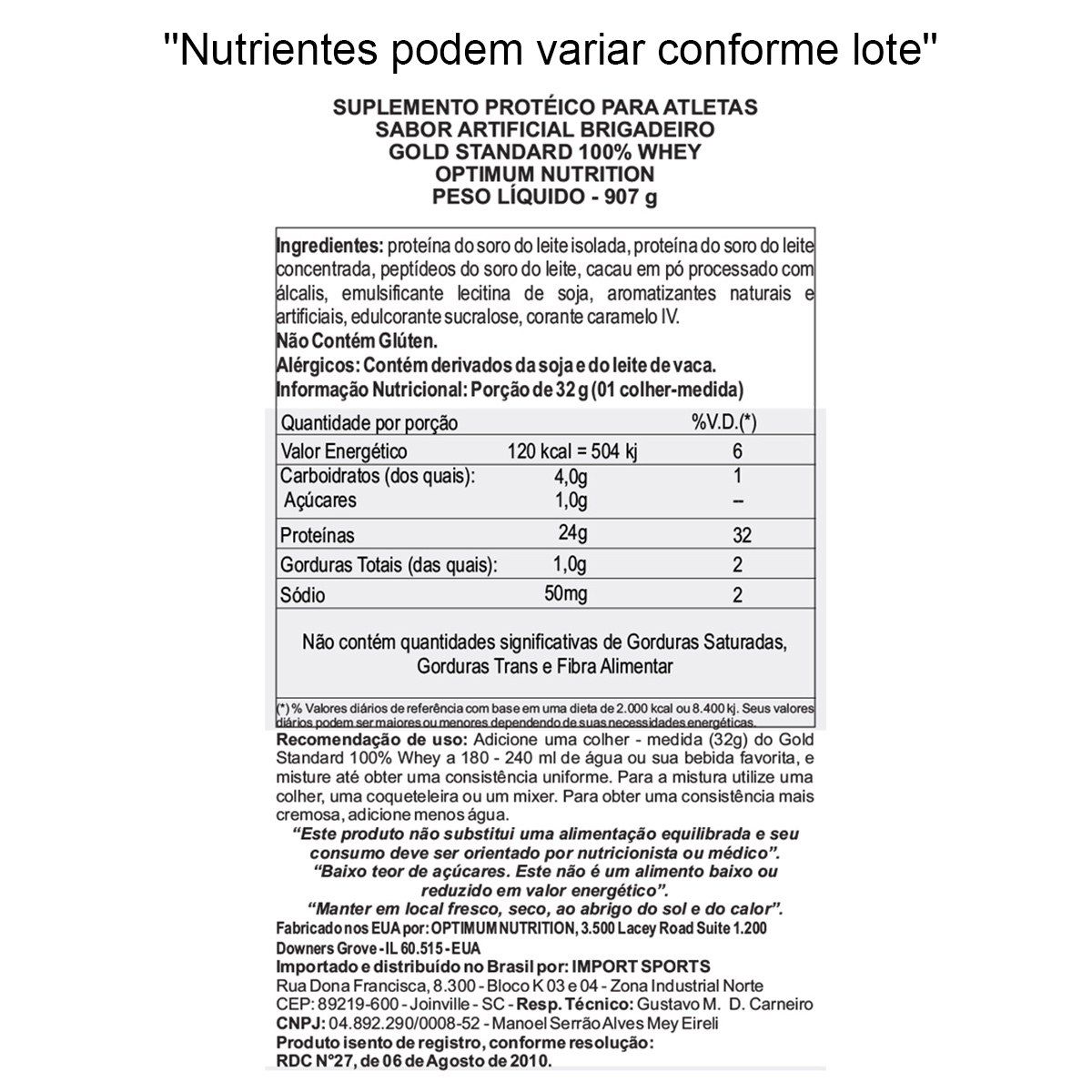 100% WHEY PROTEIN GOLD STANDARD 907G (2LB) - OPTIMUM NUTRITION