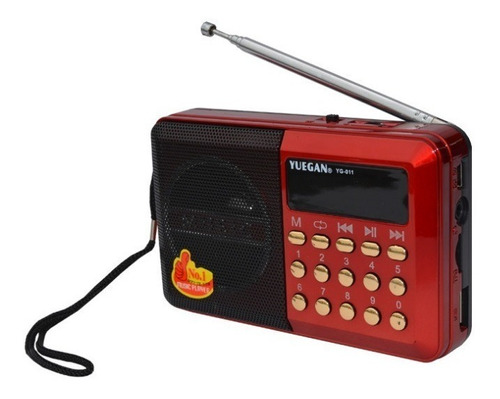 Rádio Portátil Digital Fm Bluetooth Usb Radinho Recarregável Yuegan YG-011U