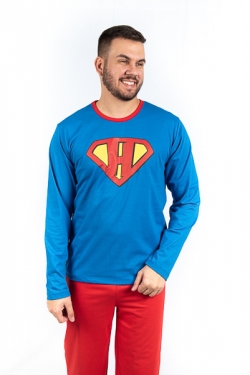 Pijama Manga Longa Masculino Adulto - Super H