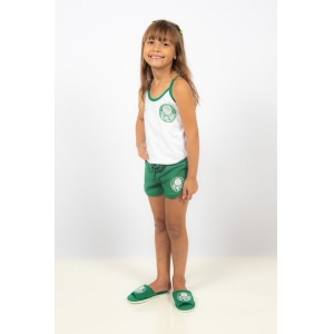 Pijama Infantil Feminino Alça Oficial Palmeiras Verde