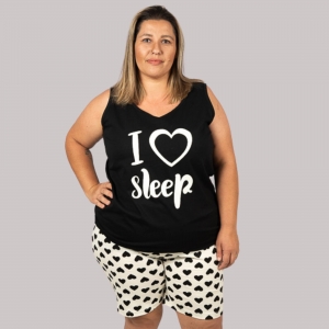 Pijama Regata Feminino Adulto Plus Size - I Love Sleep