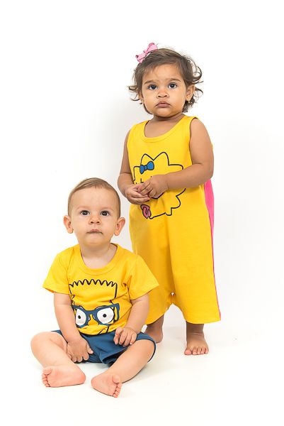 Macacão Regata Bebe Menina - Yellow Family Filha Baby