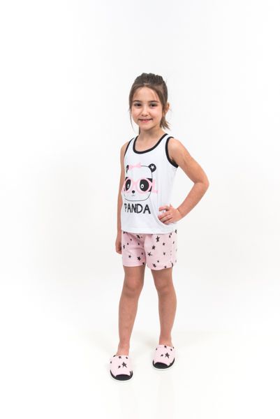 Pijama Regata Feminino Infantil - Panda Estrela