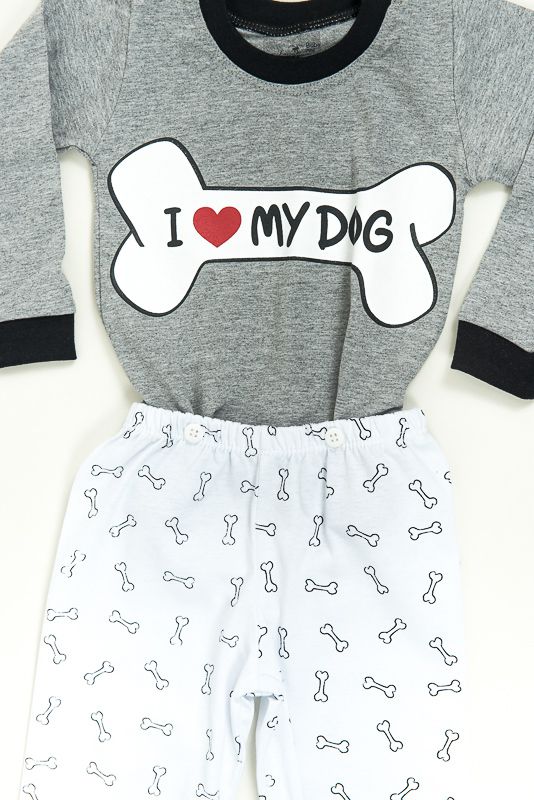 Pijama Manga Longa Bebe Menina - I Love My Dog Ossinho