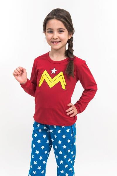 Pijama Manga Longa Feminino Infantil - Super Menina Estrela