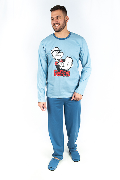 Pijama Manga Longa Masculino Adulto - Popeye