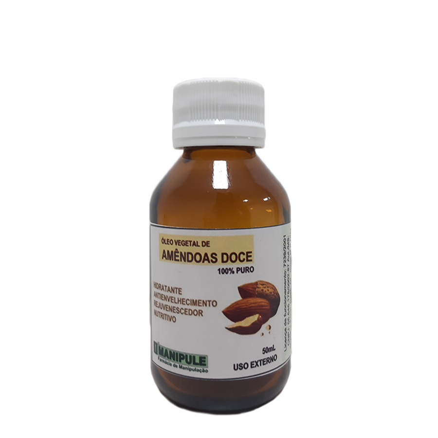 Óleo de Amêndoas 100% Puro - 50ml  - Manipule - Farmácia de Manipulação no ABC