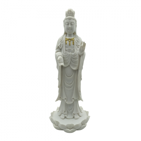 Estátua Deusa Kuan Yin Perolada (22cm)