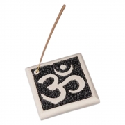 Incensário Indiano Símbolo Om com Pedras (10cm)