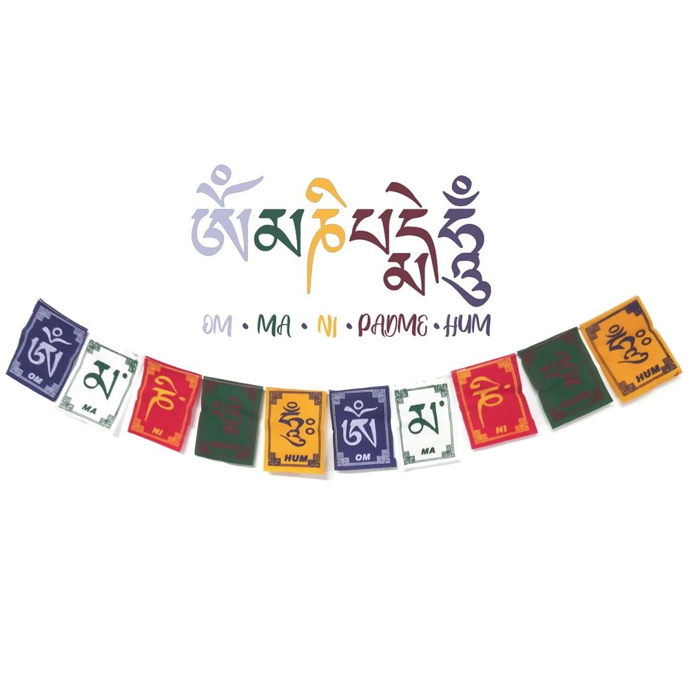Bandeirinhas Tibetanas Om Mani Padme Hum (10cm)