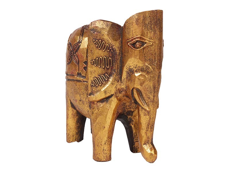 Elefante Indiano em Madeira Dourado (Médio)