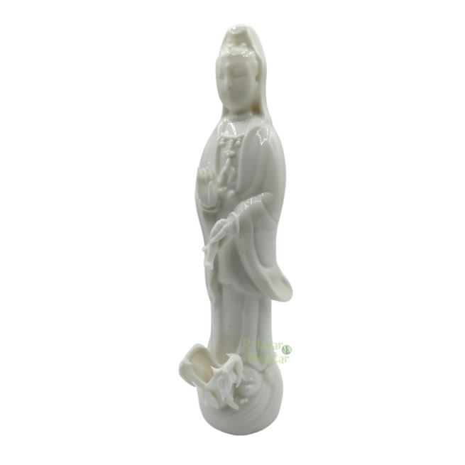 Estátua Deusa Kuan Yin Pinga Água em Porcelana (20cm)