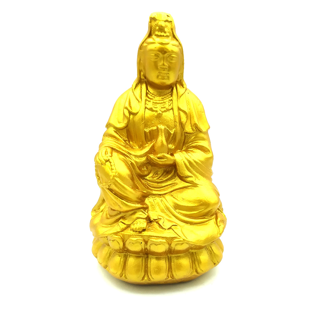 Estatueta Deusa Kuan Yin Dourada (15cm)