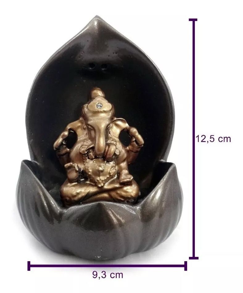 Incensário Cascata de Fumaça Flor de Lótus com Ganesha (10cm)