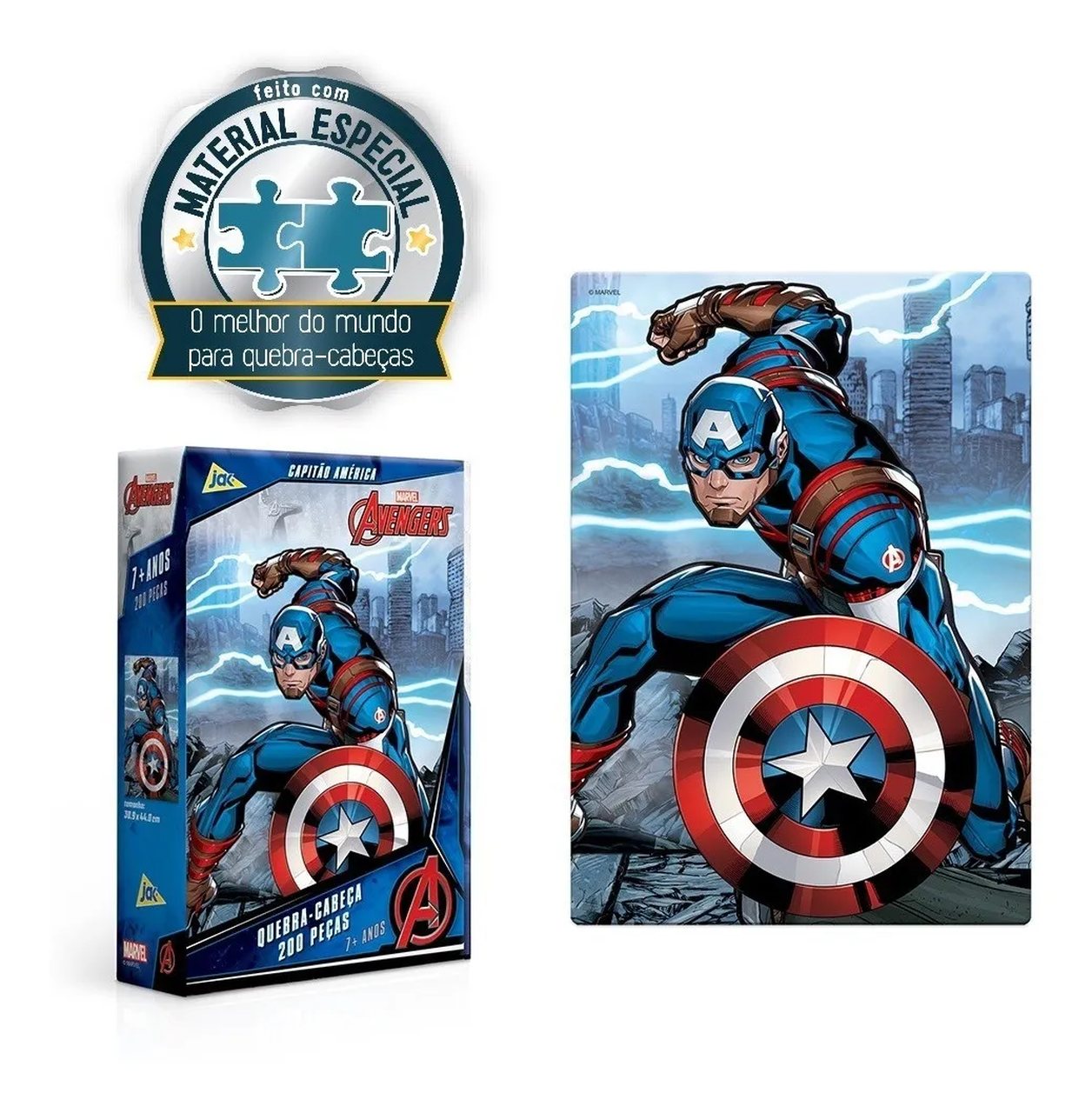 Quebra Cabeça Vingadores Capitão America Marvel - 200 Peças