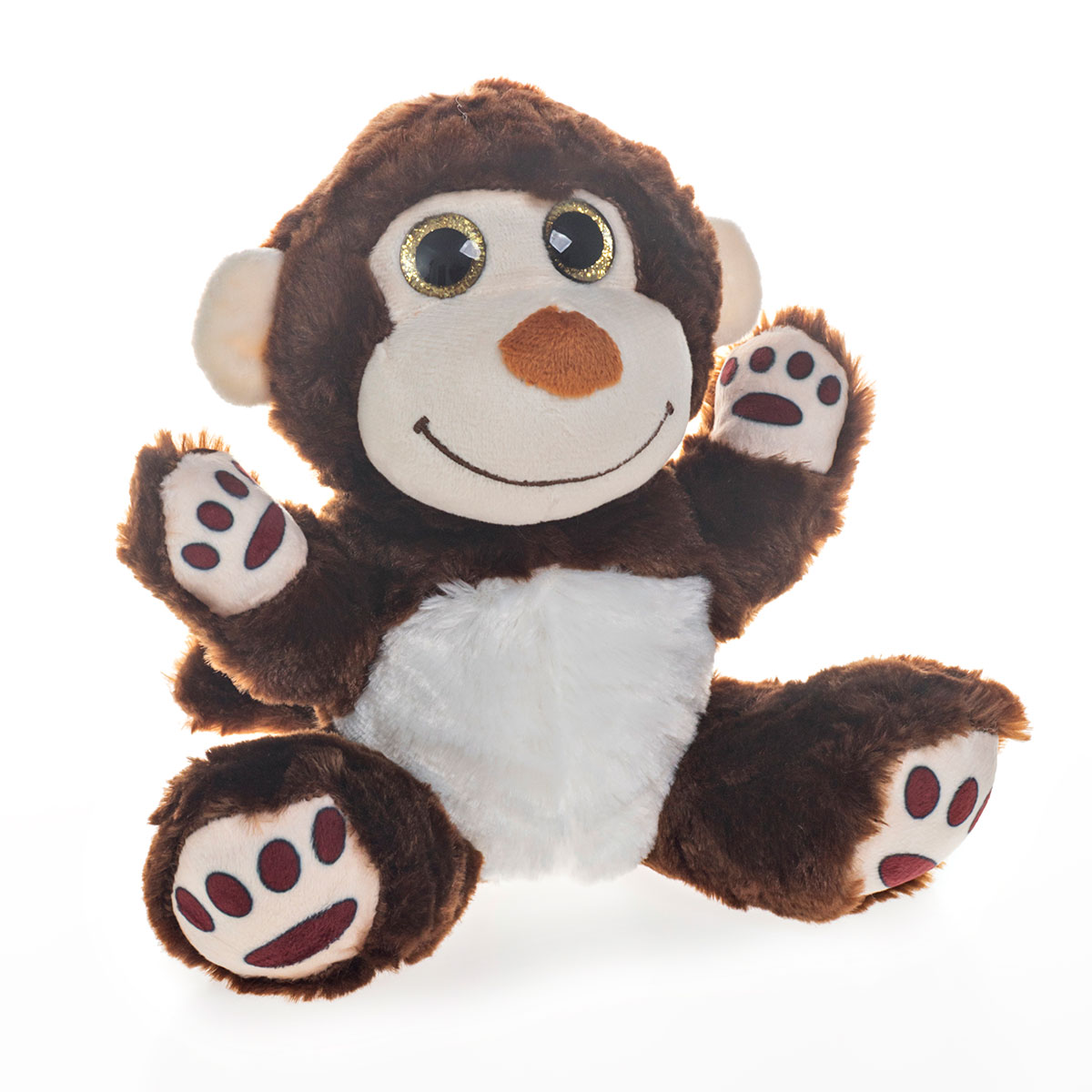 Macaco de Pelúcia Com Olhos Brilhantes 19cm Sentado