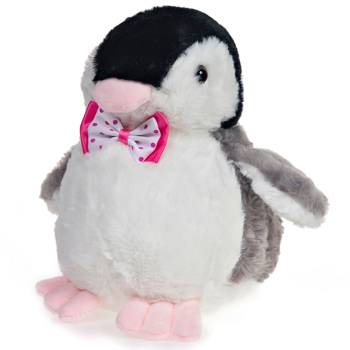 Pinguim de Pelúcia Com Laço Rosa 23cm