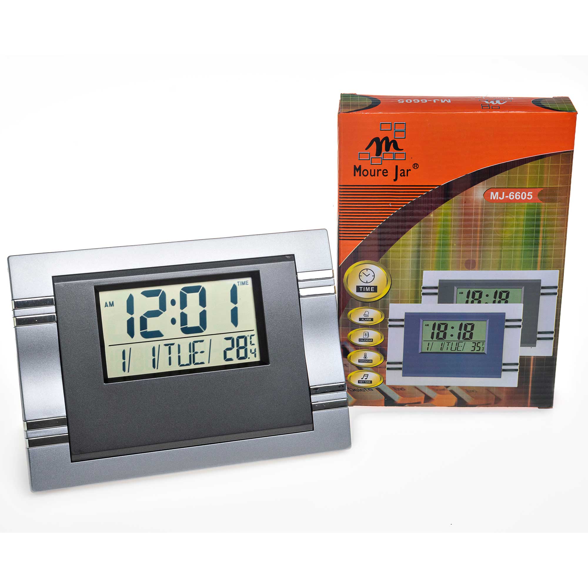 Relógio Despertador de Parede Mesa Digital Data Temperatura MJ6605
