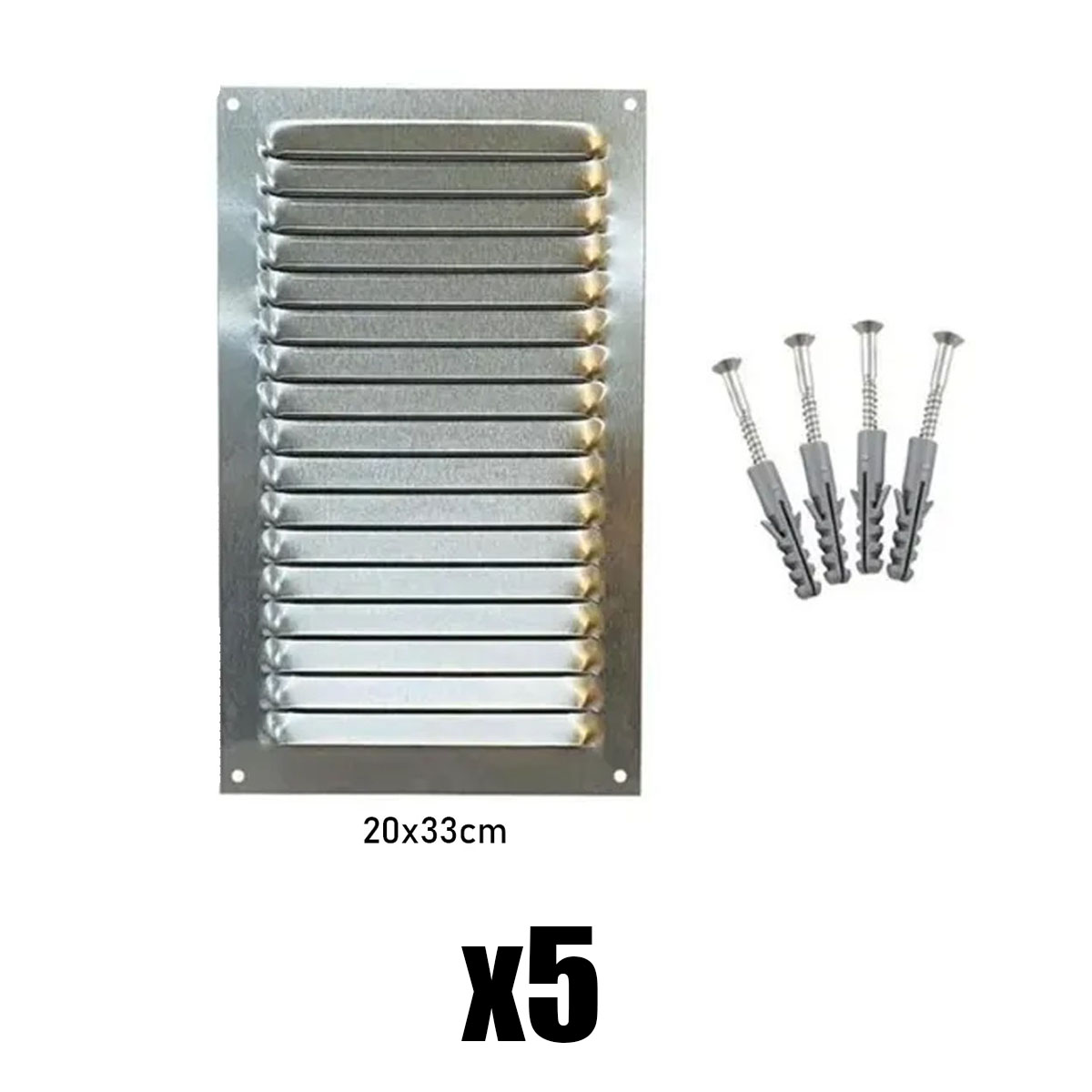 Grade De Ventilação Retangular Aluminio 20x33 Cm Kit C/ 5 Un