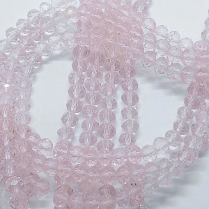Fio de cristal chinês rosa transparente claro 6mm