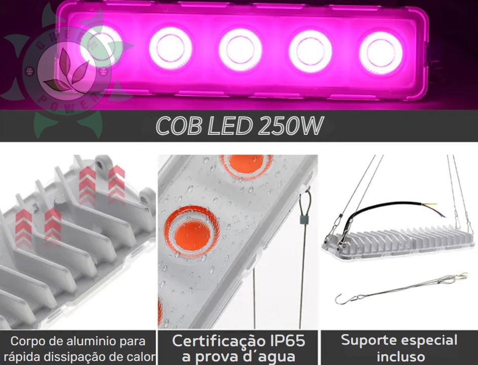 PAINEL GROW LED COB BARRA 250W (FULL SPECTRUM)