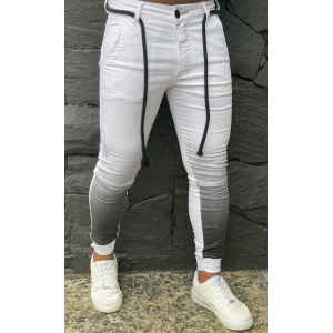 Calça Jogger Jeans Skinny Codi Branca Detalhe Cinza