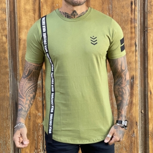 Camiseta Verde Militar Long  Line Premium Volk Culture