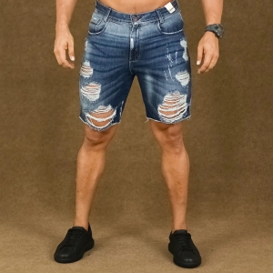 Short Jeans Masculino Caunt Azul Destroyed Escuro