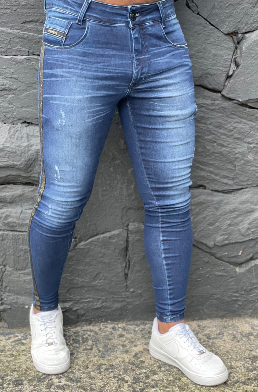 Calça Codi Jeans Skinny Azul Faixa Lateral New  - Harpia Moda - Moda Masculina & Acessórios