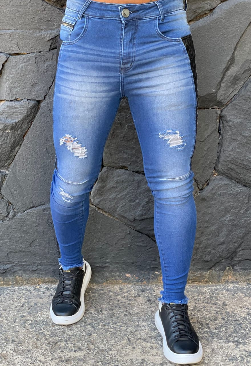 Calça Codi Skinny Azul Jeans Detalhe Lateral  - Harpia Moda - Moda Masculina & Acessórios