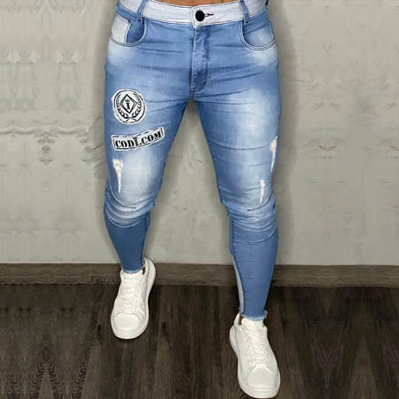 Calça Jeans Skinny Codi Azul Claro Detalhes Na Perna