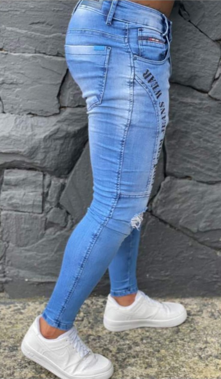 Calça  Jeans Skinny Codi Azul Escritas Lateral Four