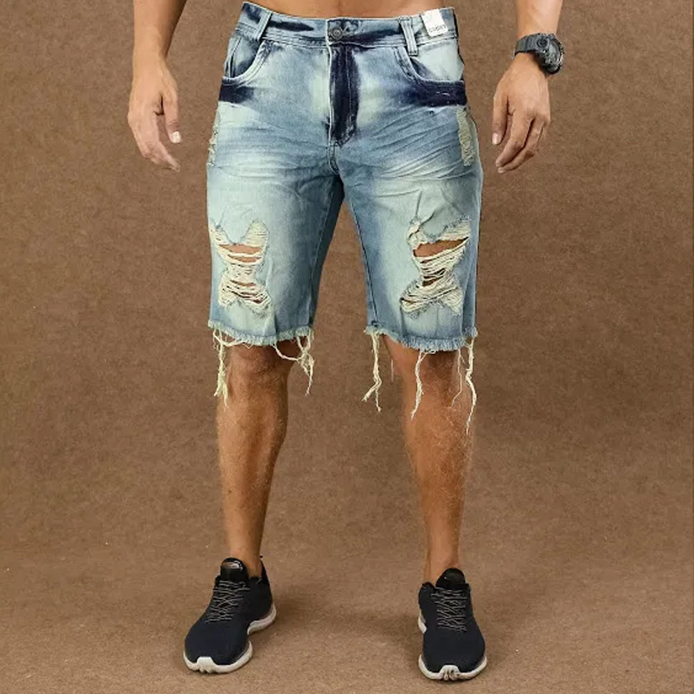 Short Jeans Masculino Caunt Azul Destroyed