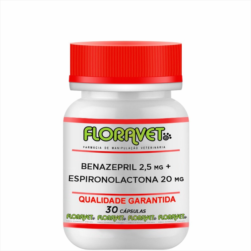 Benazepril 2,5mg + Espironolactona 20mg Pote 30 Cápsulas - Uso Veterinário