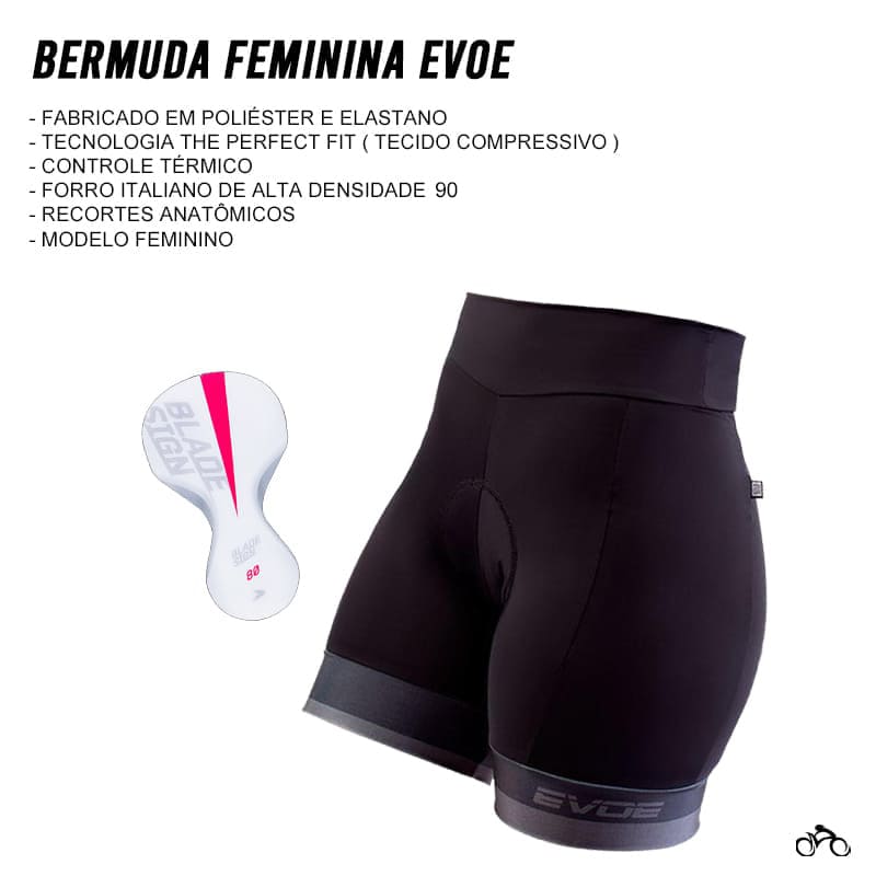Bermuda Ciclismo Feminina Evoe Preta Mtb Speed