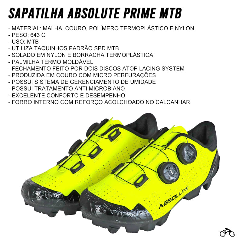 Sapatilha Mtb Ciclismo Absolute Prime II Amarela + Pedal Wellgo M919