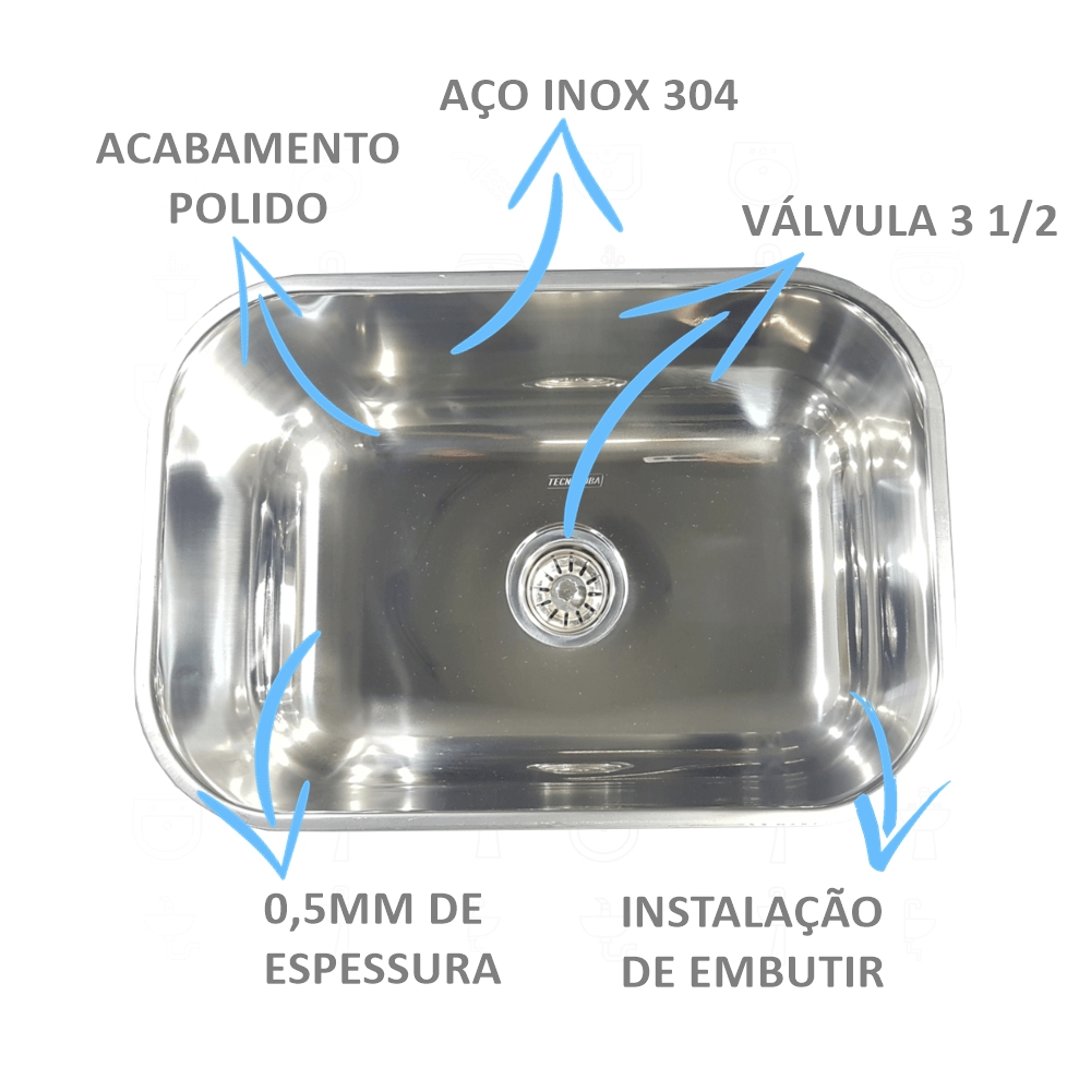 Kit Cuba Polida Inox 304 N1 46x30x17cm Tecnocuba Com Dosador - DOTEC SHOP