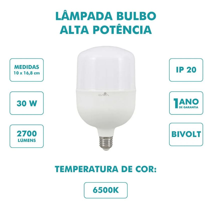 Lâmpada Bulbo Led 30w 6500k Alta Potência E27 Gaya Branco Frio - DOTEC SHOP