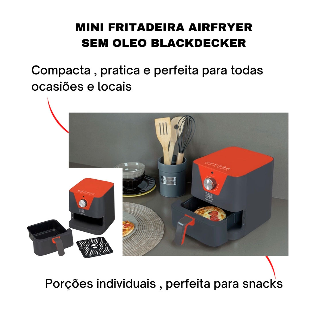 Mini Fritadeira Elétrica Airfryer Blackdecker AFM2 1,5 litro
