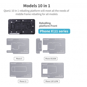 Suporte e estênceis de reballing Qianli 10 em 1 de quadro médio para iPhone de X a 12 pro max