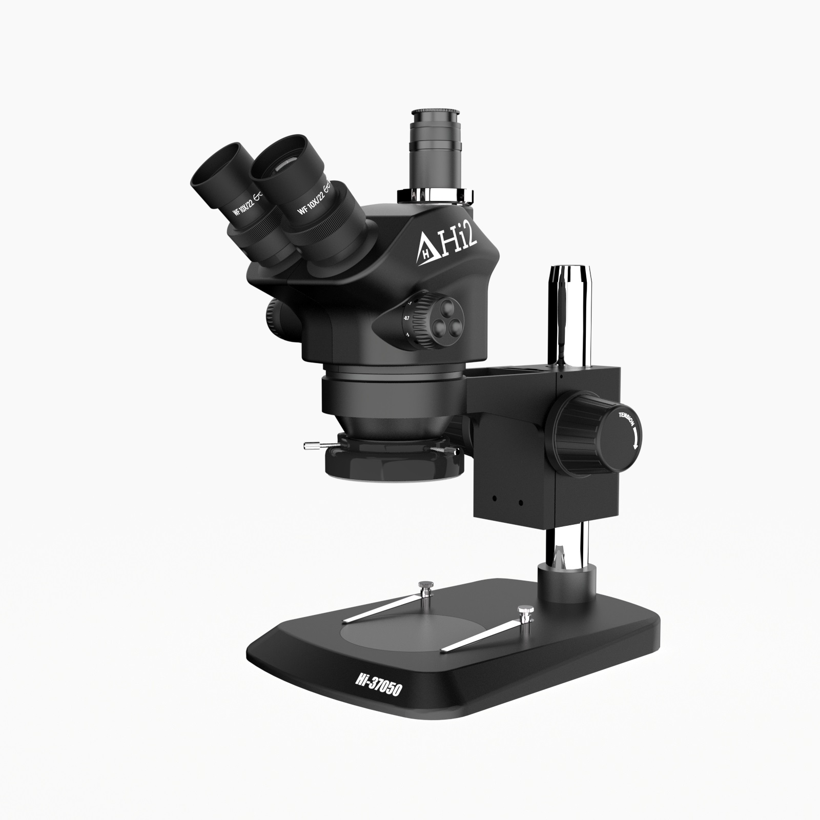 Kit Microscópio Trinocular Simul-Focal Hi2 Hi- 37050 7X-50X com Lâmpada LED + Relife M-12 Câmera + Lente Wd165 0.5x