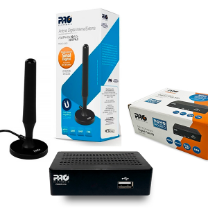Kit conversor digital para tv + antena digital interna PROELETRONIC