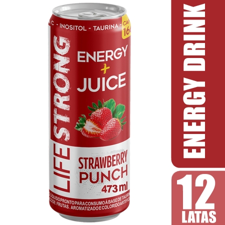 Energético Life Strong Energy Drink 12 unidades Strawberry