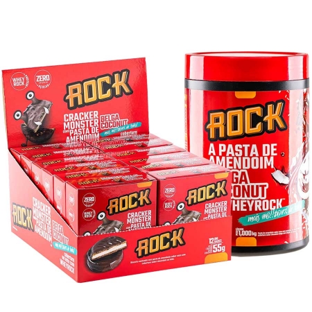 Pasta de Amendoim 1kg + Caixa Cracker Monster Rock Peanut